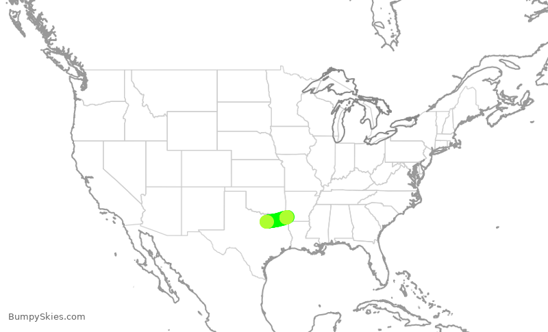 Turbulence forecast map for ENY4155, DFW to TXK