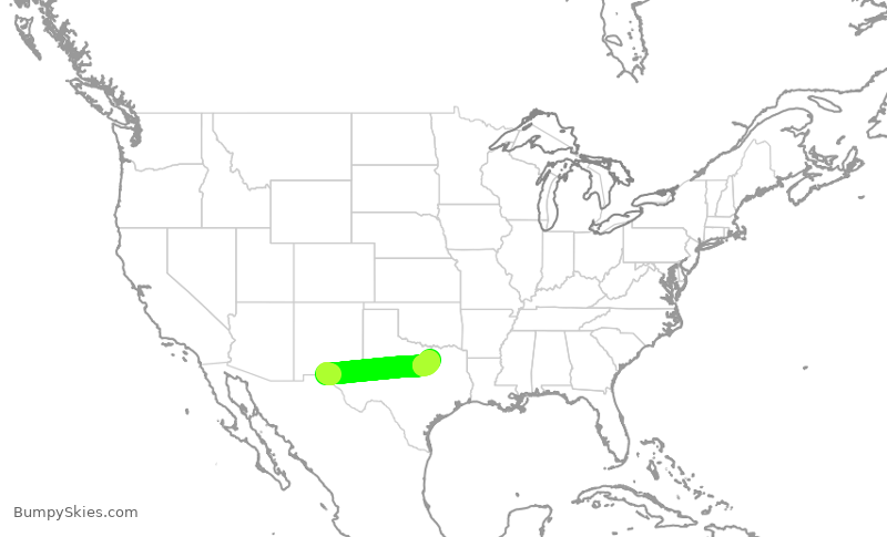 Turbulence forecast map for ENY4155, ELP to DFW