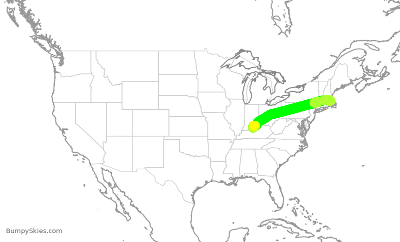 Turbulence forecast map for ENY4163, BOS to SDF
