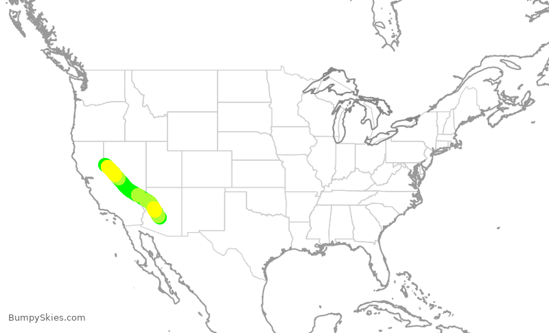 Turbulence forecast map for ENY4165, RNO to PHX