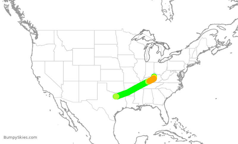 Turbulence forecast map for ENY4167, DFW to LEX
