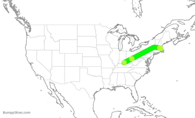 Turbulence forecast map for ENY4170, SDF to BOS