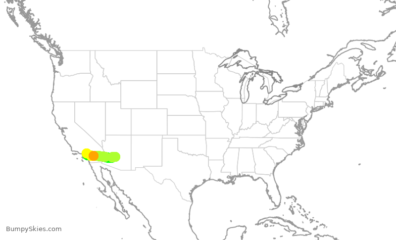 Turbulence forecast map for ENY4171, ONT to PHX