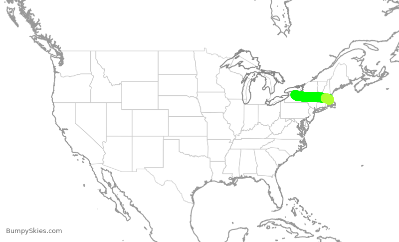 Turbulence forecast map for ENY4171, ROC to BOS