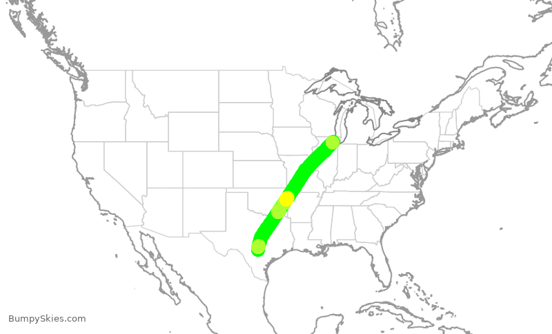 Turbulence forecast map for ENY4176, SAT to ORD