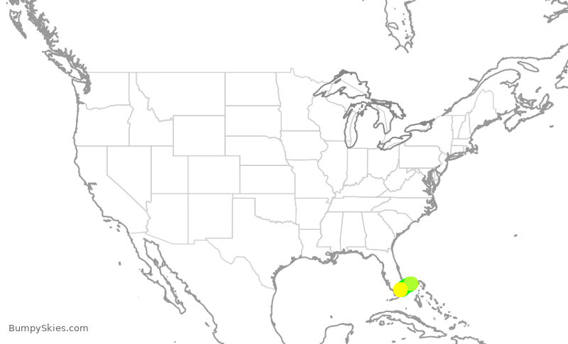 Turbulence forecast map for ENY4177, MIA to FPO
