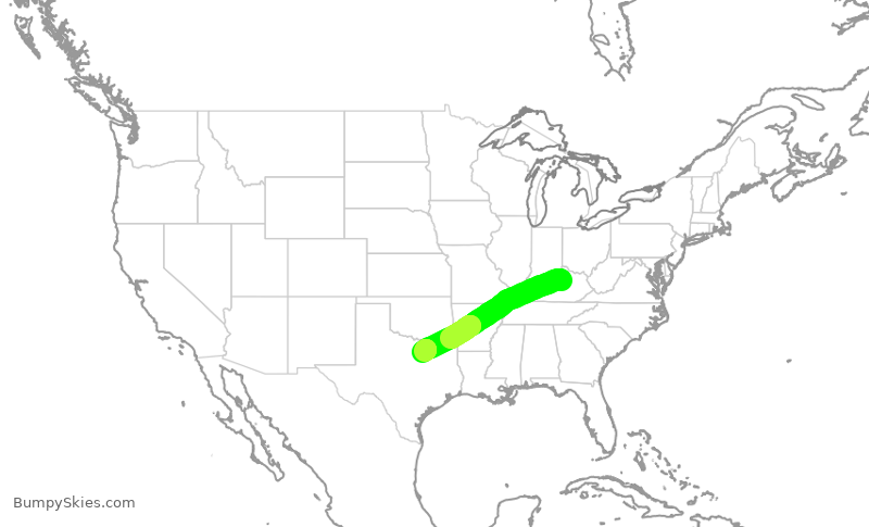 Turbulence forecast map for ENY4181, LEX to DFW