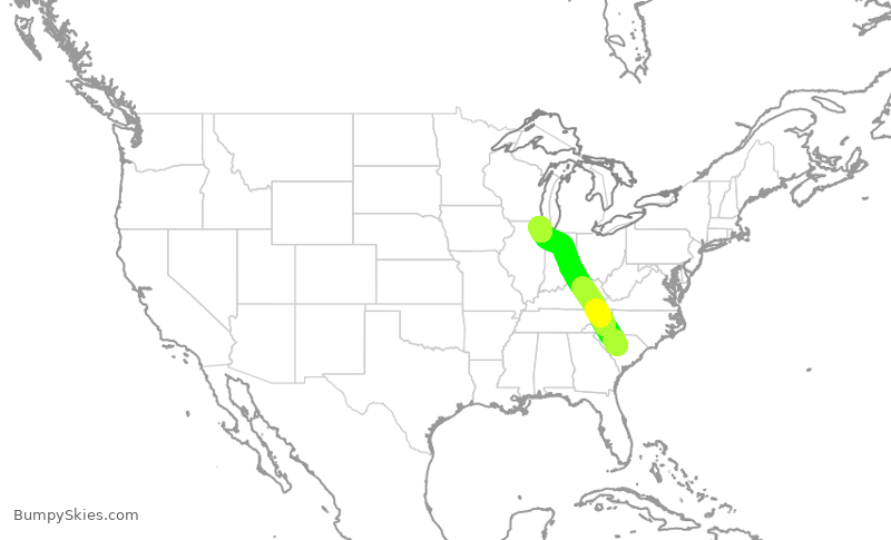 Turbulence forecast map for ENY4183, CAE to ORD