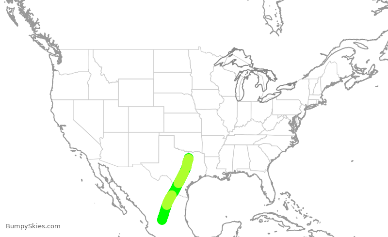 Turbulence forecast map for ENY4185, DFW to MAS