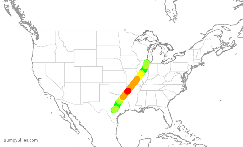 Turbulence forecast map for ENY4186, ORD to SAT