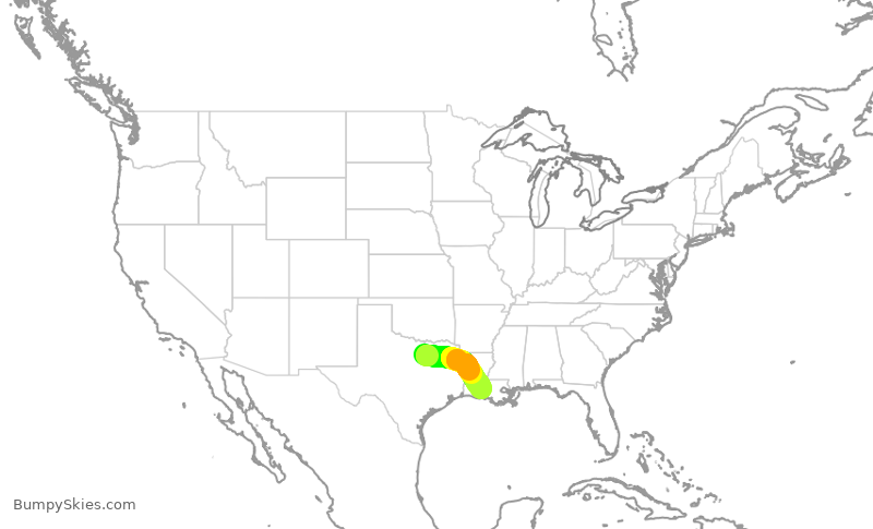 Turbulence forecast map for ENY4187, DFW to LFT