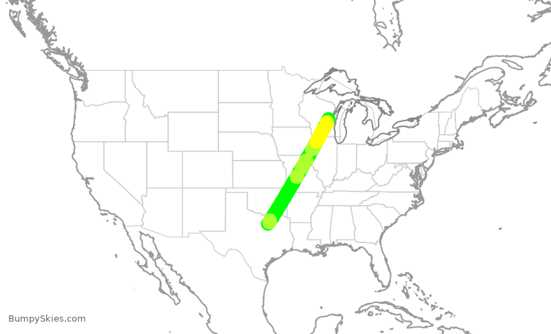 Turbulence forecast map for ENY4188, DFW to ATW