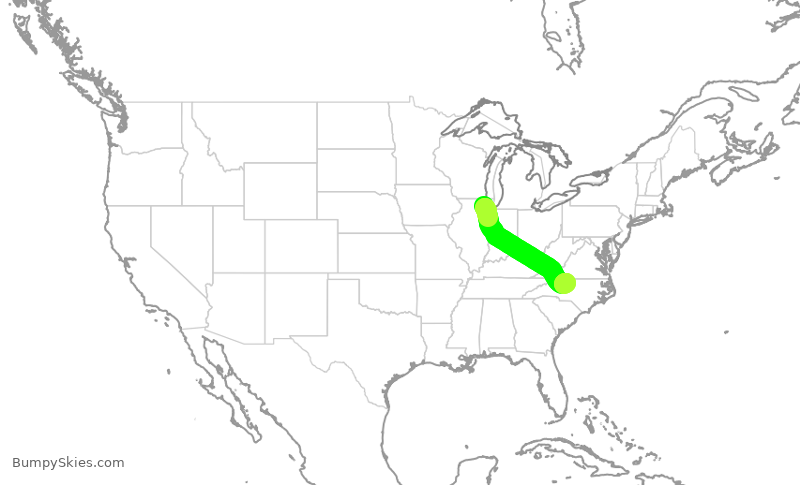 Turbulence forecast map for ENY4191, ORD to GSO