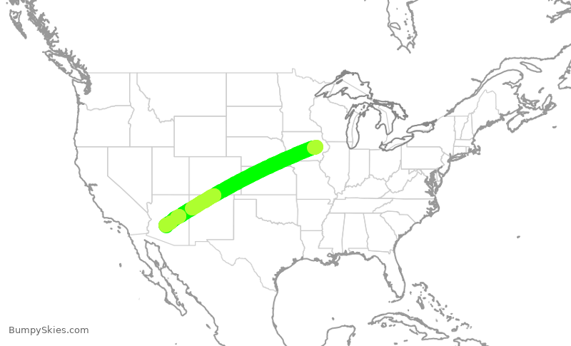 Turbulence forecast map for ENY4196, CID to PHX
