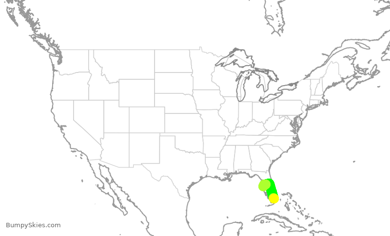 Turbulence forecast map for ENY4203, MIA to TPA