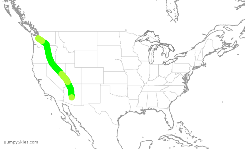 Turbulence forecast map for ENY4207, PHX to SEA