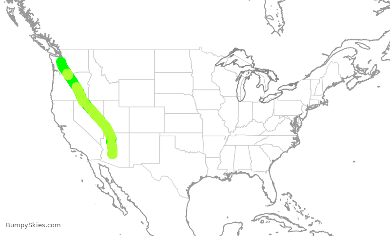 Turbulence forecast map for ENY4207, SEA to PHX