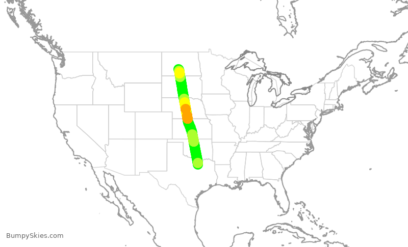 Turbulence forecast map for ENY4208, DFW to BIS