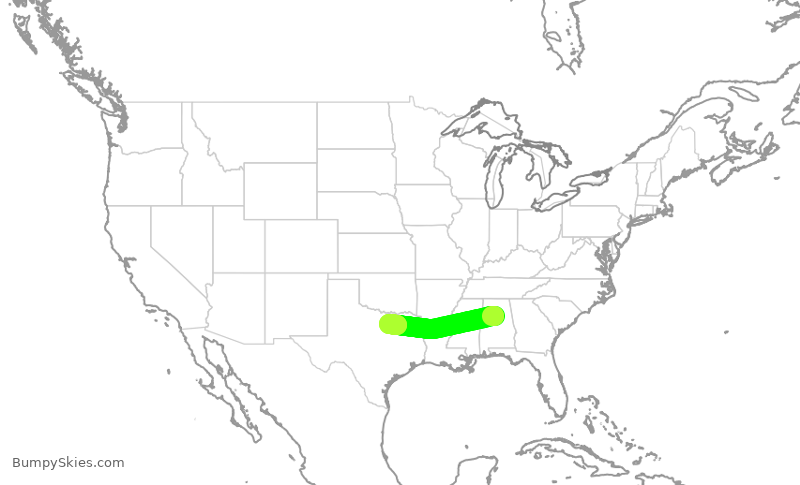 Turbulence forecast map for ENY4210, BHM to DFW