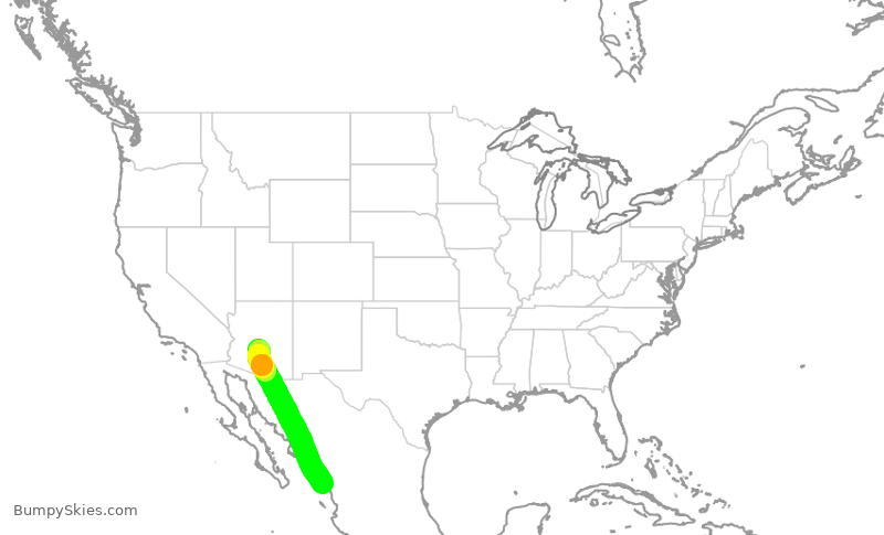 Turbulence forecast map for ENY4213, PHX to MZT