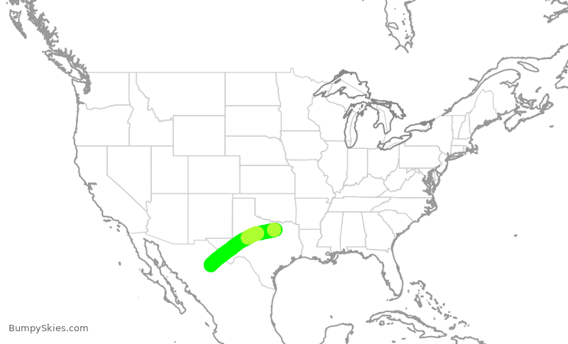 Turbulence forecast map for ENY4218, DFW to MCU