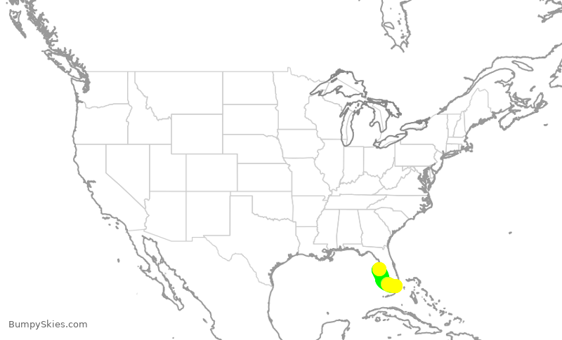 Turbulence forecast map for ENY4228, TPA to MIA