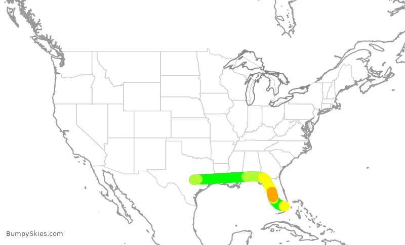 Turbulence forecast map for ENY4229, AUS to MIA