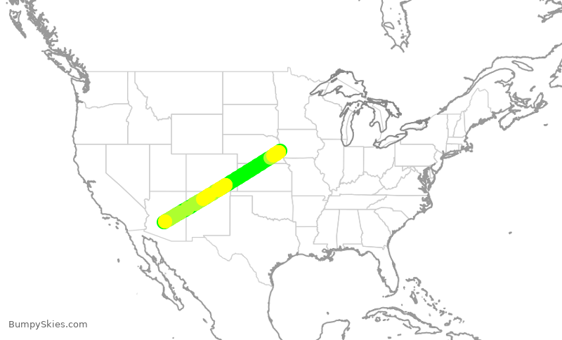 Turbulence forecast map for ENY4235, OMA to PHX