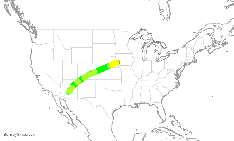 Turbulence forecast map for ENY4235, PHX to OMA