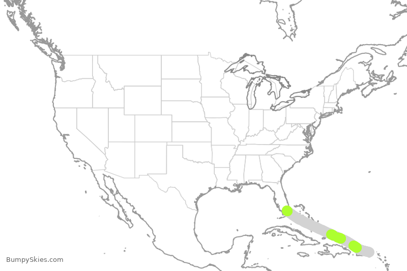Turbulence forecast map for ENY4237, EIS to MIA