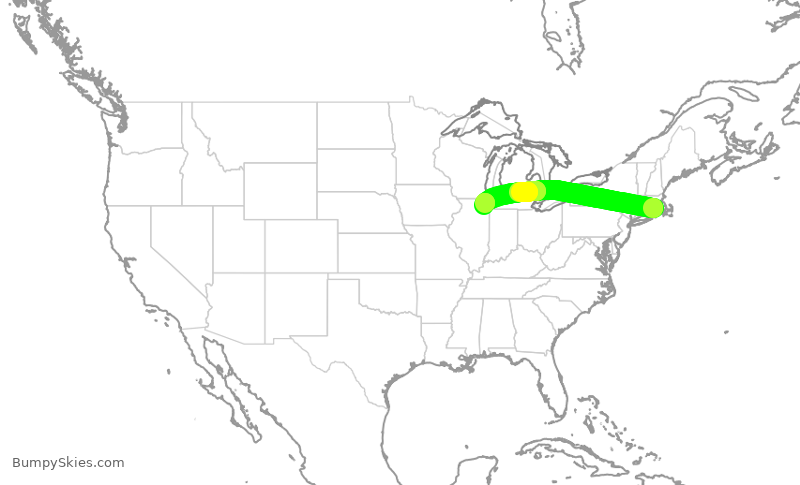 Turbulence forecast map for ENY4238, PVD to ORD