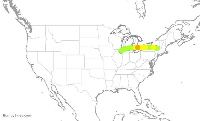 Turbulence forecast map for ENY4240, ALB to ORD