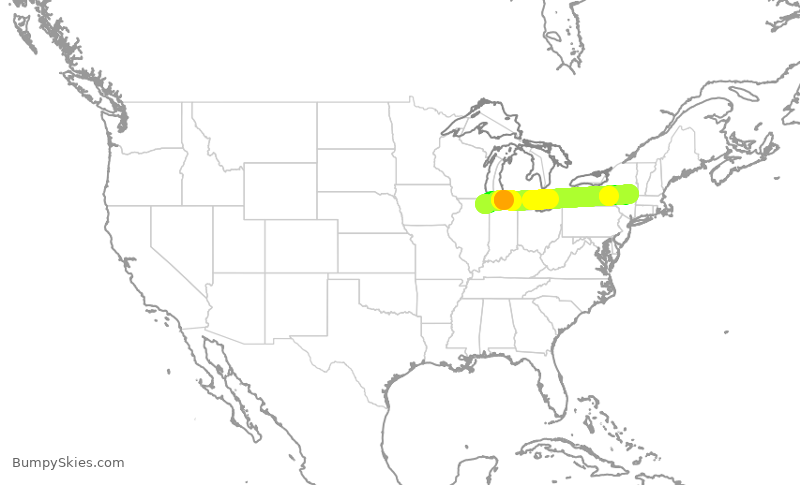 Turbulence forecast map for ENY4240, ORD to ALB