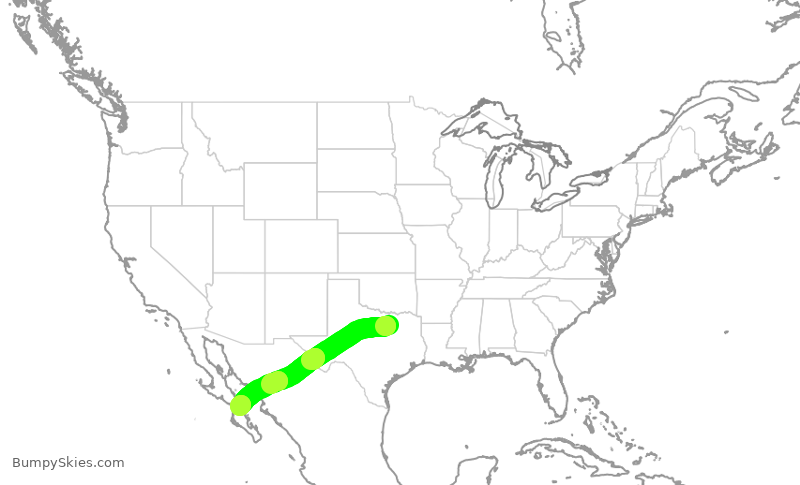 Turbulence forecast map for ENY4244, DFW to LTO