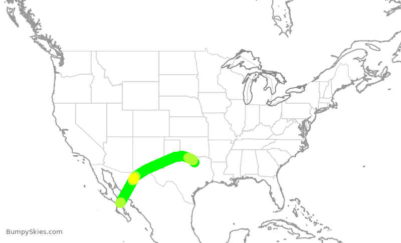 Turbulence forecast map for ENY4244, LTO to DFW