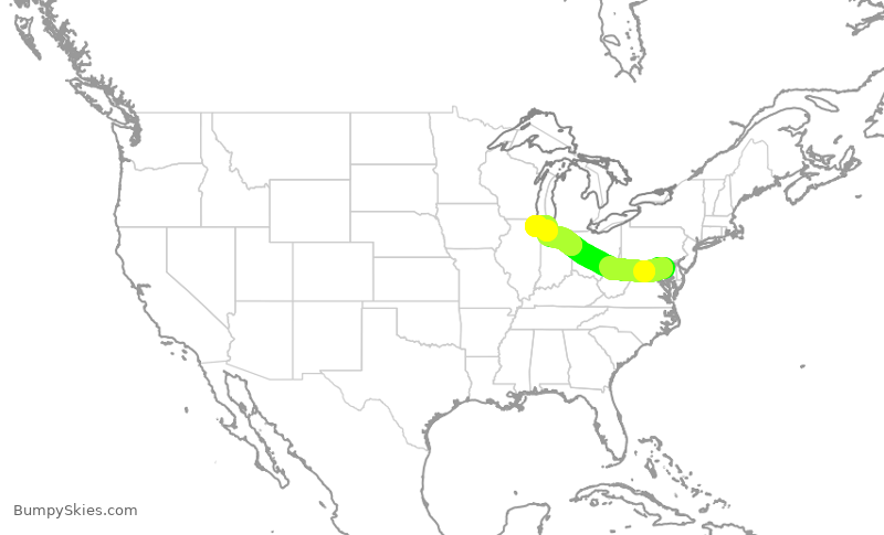 Turbulence forecast map for ENY4253, BWI to ORD