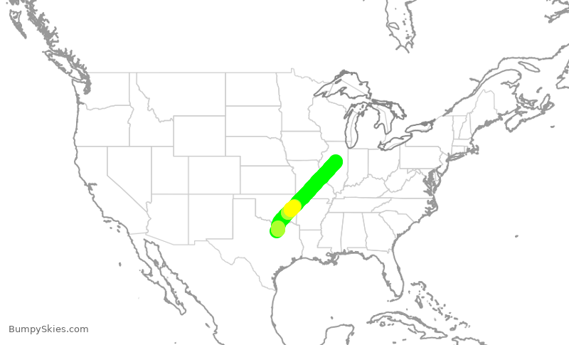 Turbulence forecast map for ENY4254, DFW to BMI