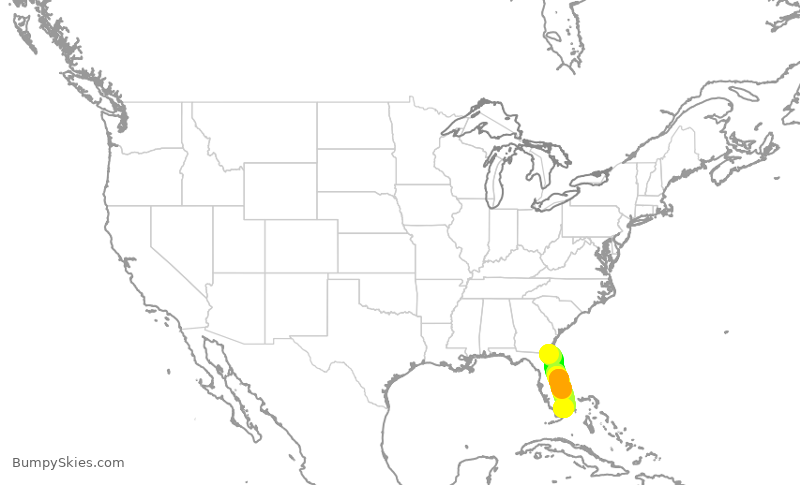 Turbulence forecast map for ENY4274, JAX to MIA