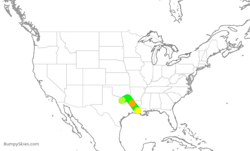 Turbulence forecast map for ENY4276, LFT to DFW