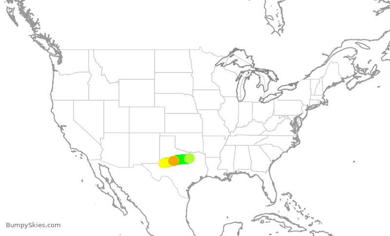 Turbulence forecast map for ENY4279, DFW to MAF
