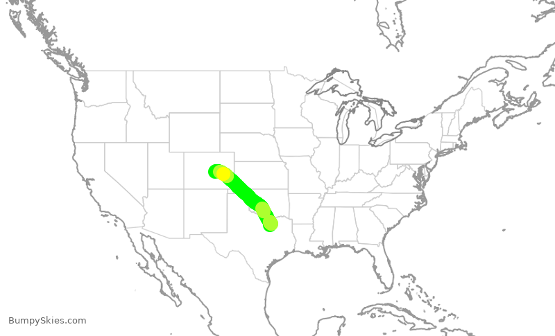 Turbulence forecast map for ENY4284, DFW to COS