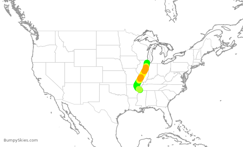 Turbulence forecast map for ENY4285, ORD to MEM