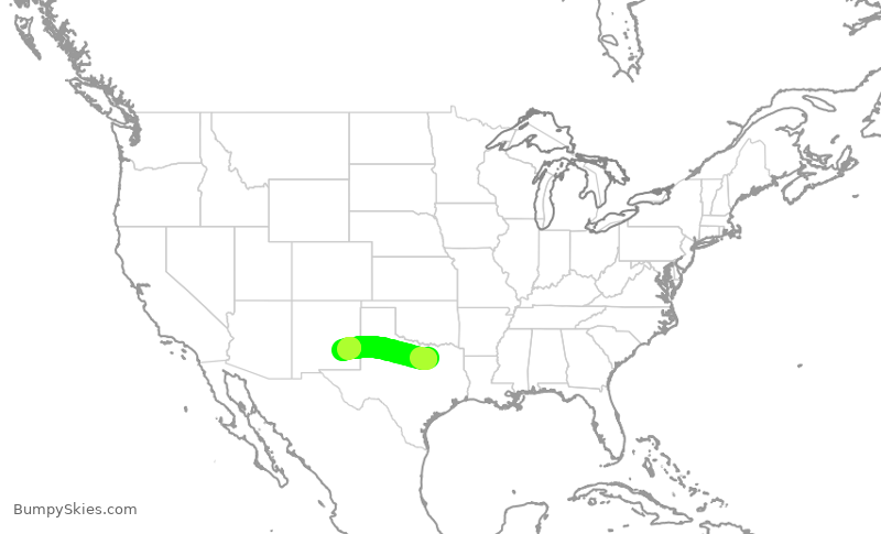 Turbulence forecast map for ENY4286, DFW to ROW