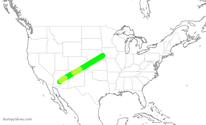 Turbulence forecast map for ENY4287, OMA to PHX
