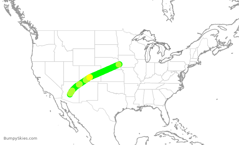 Turbulence forecast map for ENY4287, PHX to OMA