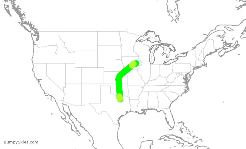 Turbulence forecast map for ENY4291, DFW to CID