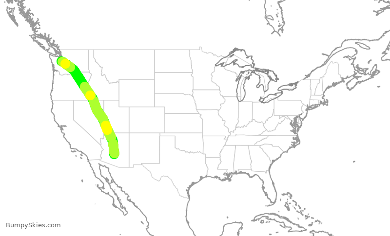 Turbulence forecast map for ENY4291, PHX to SEA