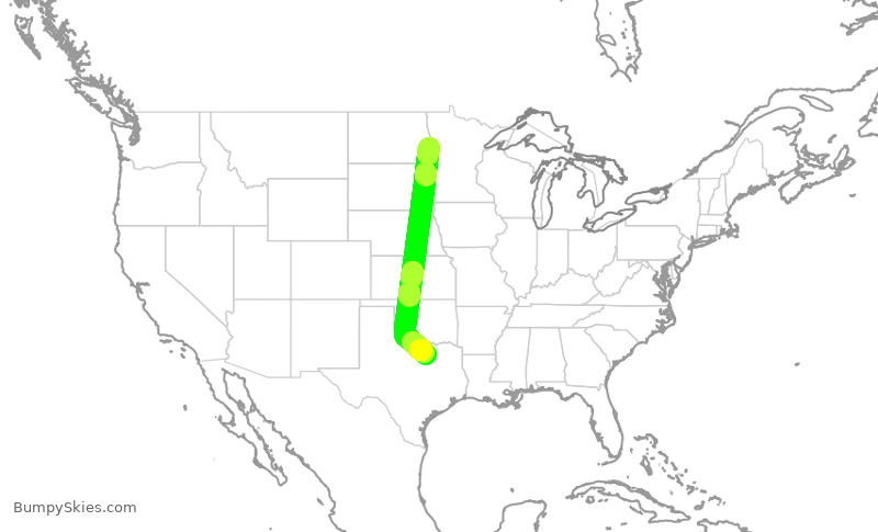 Turbulence forecast map for ENY4295, FAR to DFW