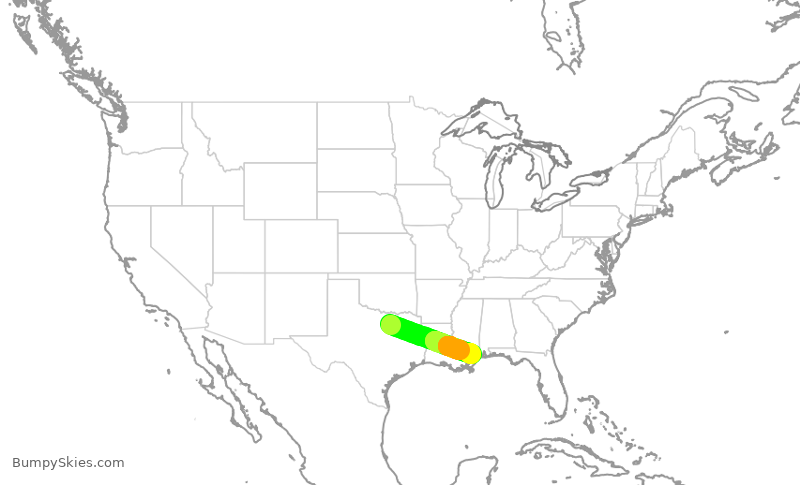 Turbulence forecast map for ENY4308, DFW to GPT