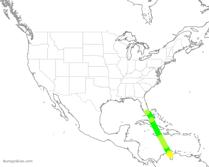 Turbulence forecast map for ENY4316, MAR to MIA